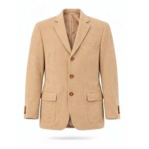 Vintage Egon Von Furstenburg Wool Blazer Sport Coat Tan Made Yugoslavia Mens